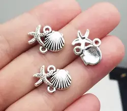 35pcs/Lot--18x14mm Antique Silver Plated Seashell Starfish Connector Charms DIY Supplies Jewelry Making Finding Accessories