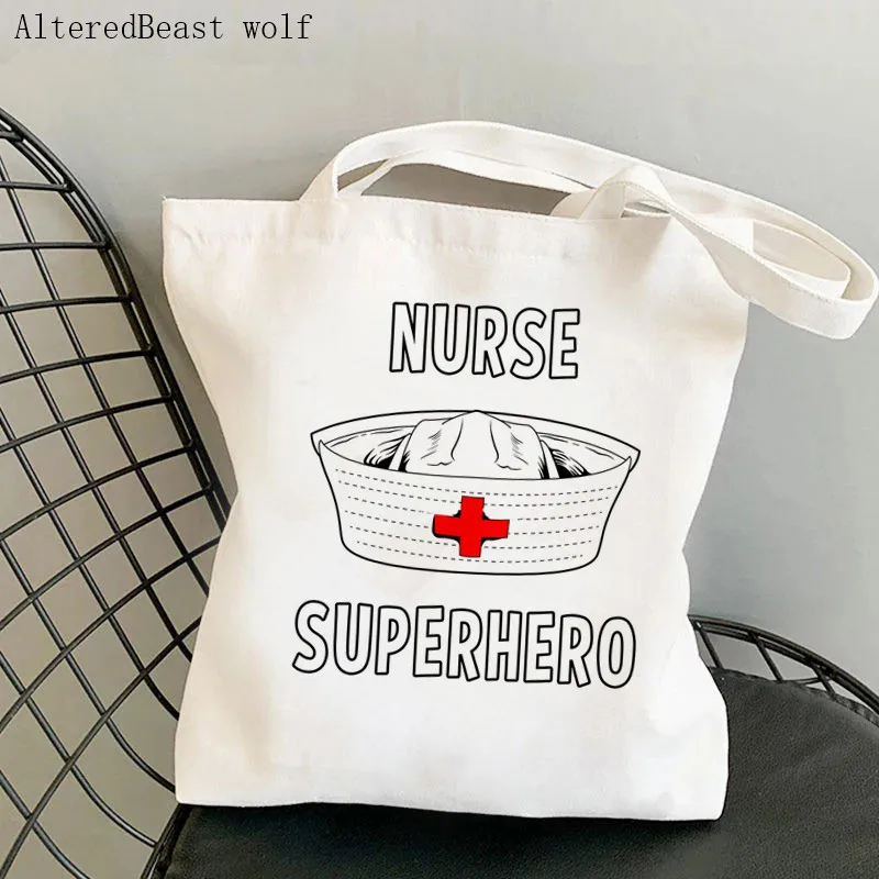 Women Shopper bag Wonder Nurse Printed Kawaii Bag Harajuku Shopping Canvas Shopper Bag girl handbag Tote Shoulder Lady Bag
