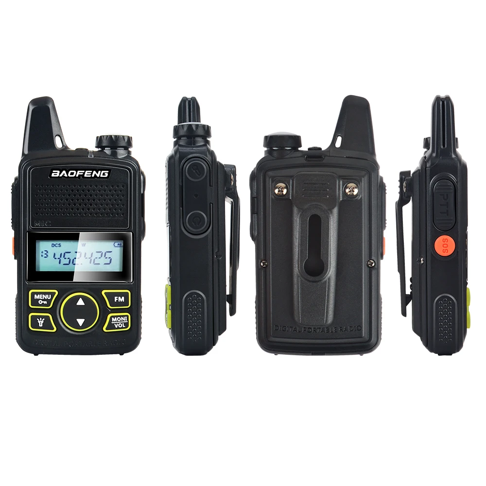 2pcs baofeng Mini Walkie Talkie BF-T1 UHF 400-470MHz 1W 20CH Ham FM Two-way Radio With Earpiece & programming cable