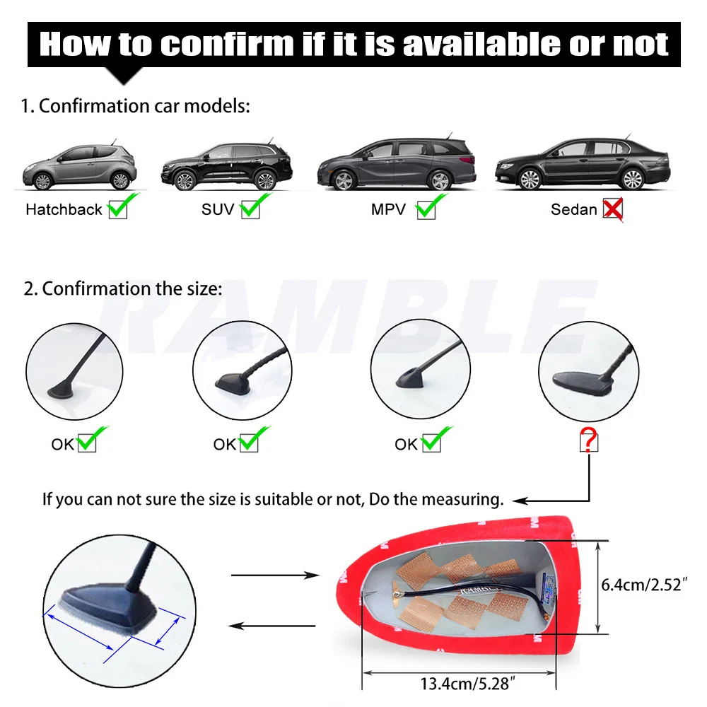 [SUV/Hatchback] Car Shark Fin Antenna Cover Radio Aerials Accessories for the cars that Flat top Such as SUV and Hatchback Cars