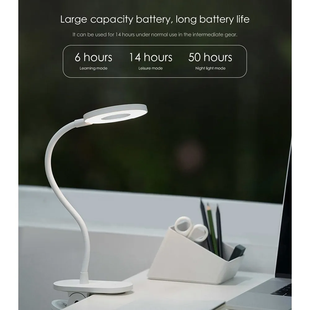 

Reading Light Book USB Rechargeable Clip-on Table Lamp Cordless Desk Portable Touching Control 3 Brightness Level Drop Shippinng
