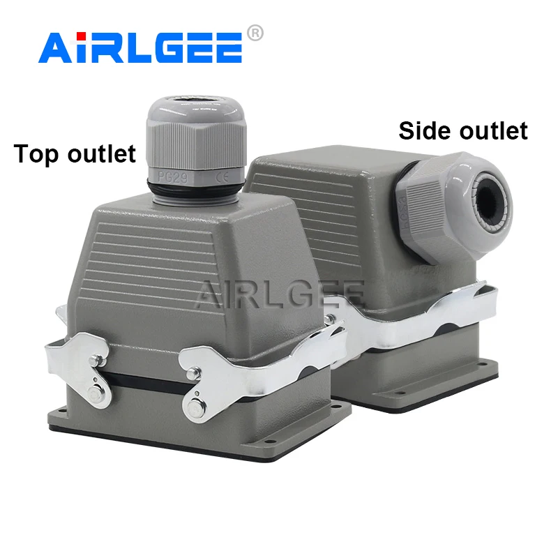 16A 500V Industrial Rectangular Heavy Duty Connector IP65 Waterproof Vertical/Lateral Line Core Aviation Plug Socket HDC-HE-24P