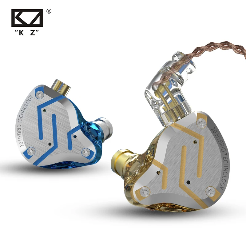 Наушники-вкладыши KZ ZS10 Pro, гибридные Hi-Fi наушники с антибликовым покрытием, насыщенными басами, 4BA + 1DD, металлическая Спортивная гарнитура с монитором и шумоподавлением