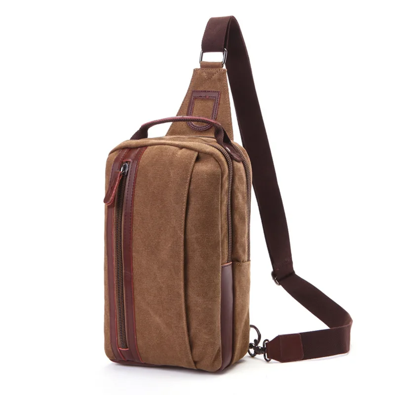 

Simple casual canvas shoulder messenger bag men's outdoor sports small square bag 9.7 inch vertical square canvas bag