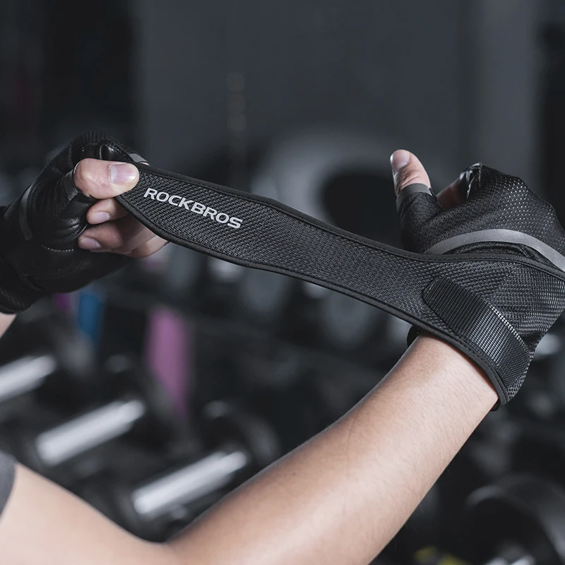 Rockbors ginásio anti-deslizamento de levantamento de peso luvas de fitness metade dedo fitness esportes luvas de proteção construção do corpo