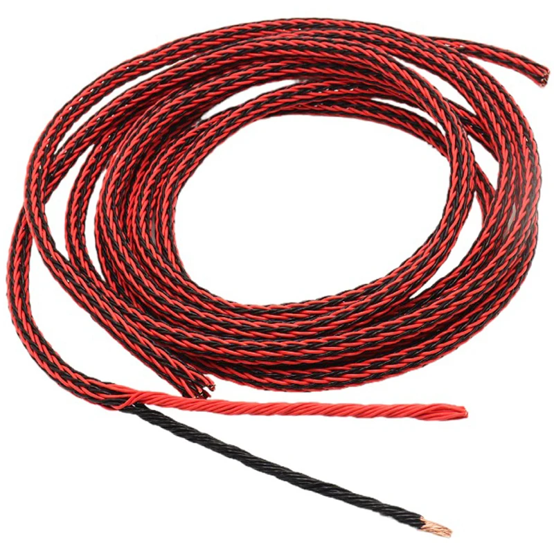 One Meter Red 8TC 8core Twist Cable OCC Copper Wire Cable for HIFI Audio Speaker Amplifier Turntable CD Player 16 Strands