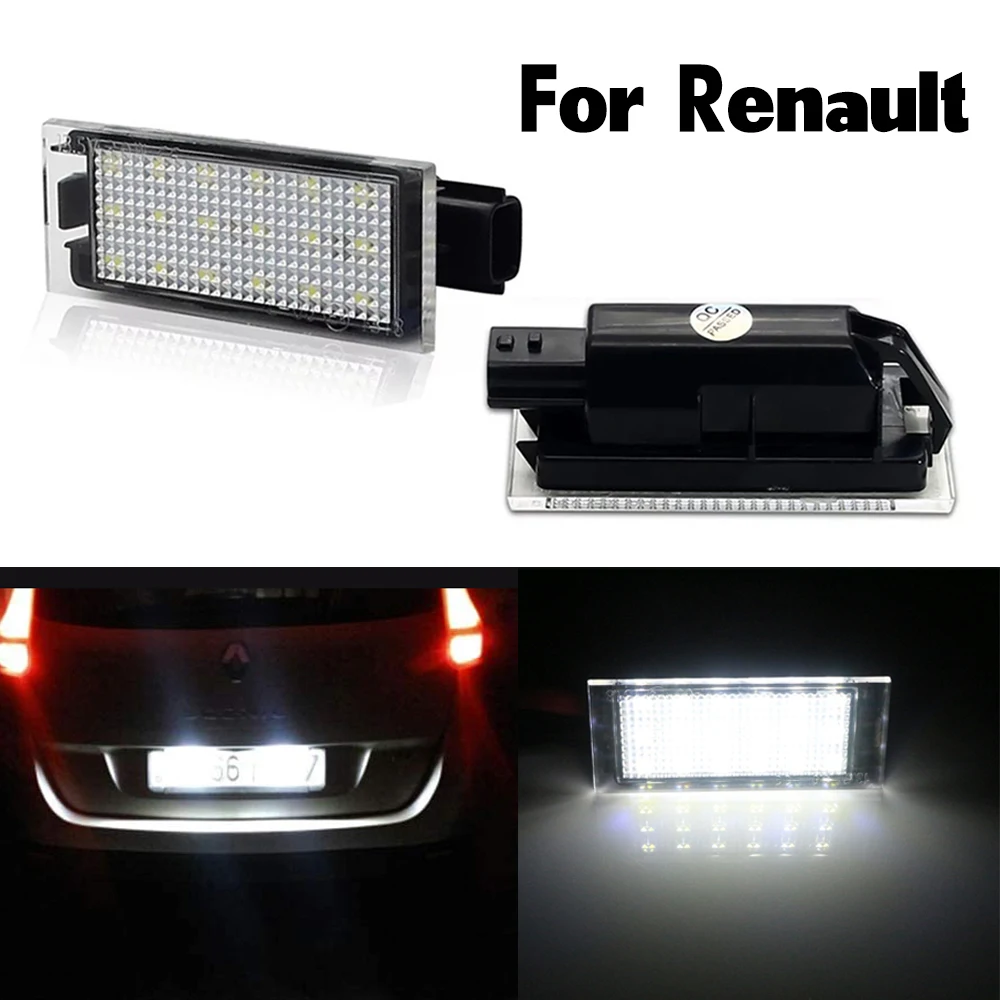 2x LED License Number Plate Light Lamps For Renault Megane 2 Clio Laguna 2 Megane 3 Twingo Master Vel Satis for Opel Movano