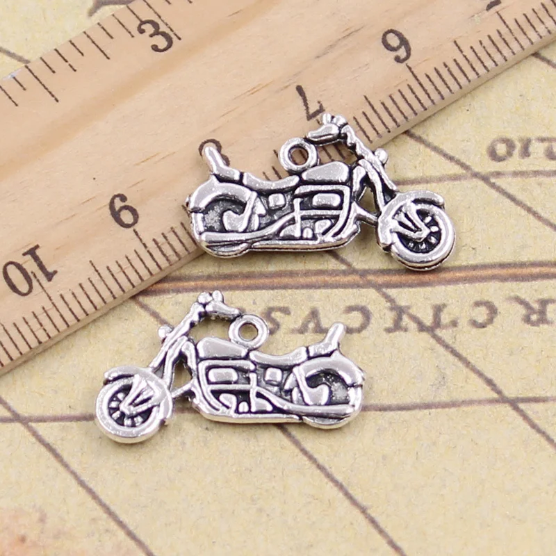 20pcs Charms motorcycle scooter autocycle 14x25mm Antique Silver Color Pendants Making DIY Handmade Tibetan Finding Jewelry