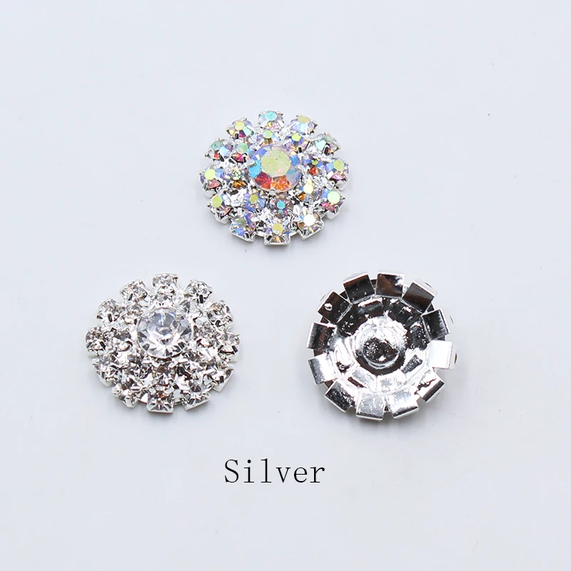 10Pcs17MM Round Rhinestone Crystal Buttons, Scrapbook Embellishment Crafts DIY Handmade Jewelry Accessories