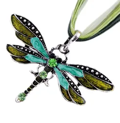 FSUNION New Fashion Paragraph Women Crystal Dragonfly Ribbon Casual Pendant Necklace Ewelry For 2025 Gifts