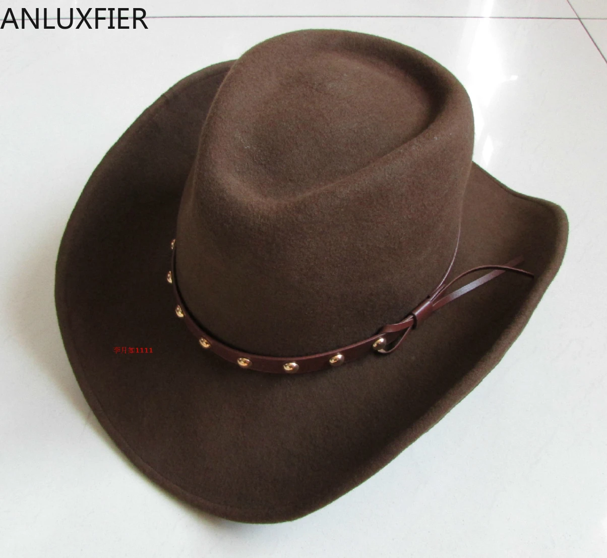 B-8138  100% Wool Fedoras Hat Promotion Adult Waterproof Woolen Men Equestrian Hat Male Knight Cowboy Gentleman Hat Wide Brim