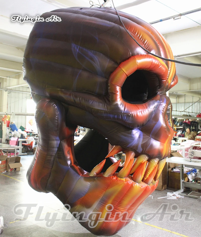 Hanging Horrible Inflatable Burning Skull 2m/3m Pendent Demon Head Bone Replica For Halloween Party Decoration