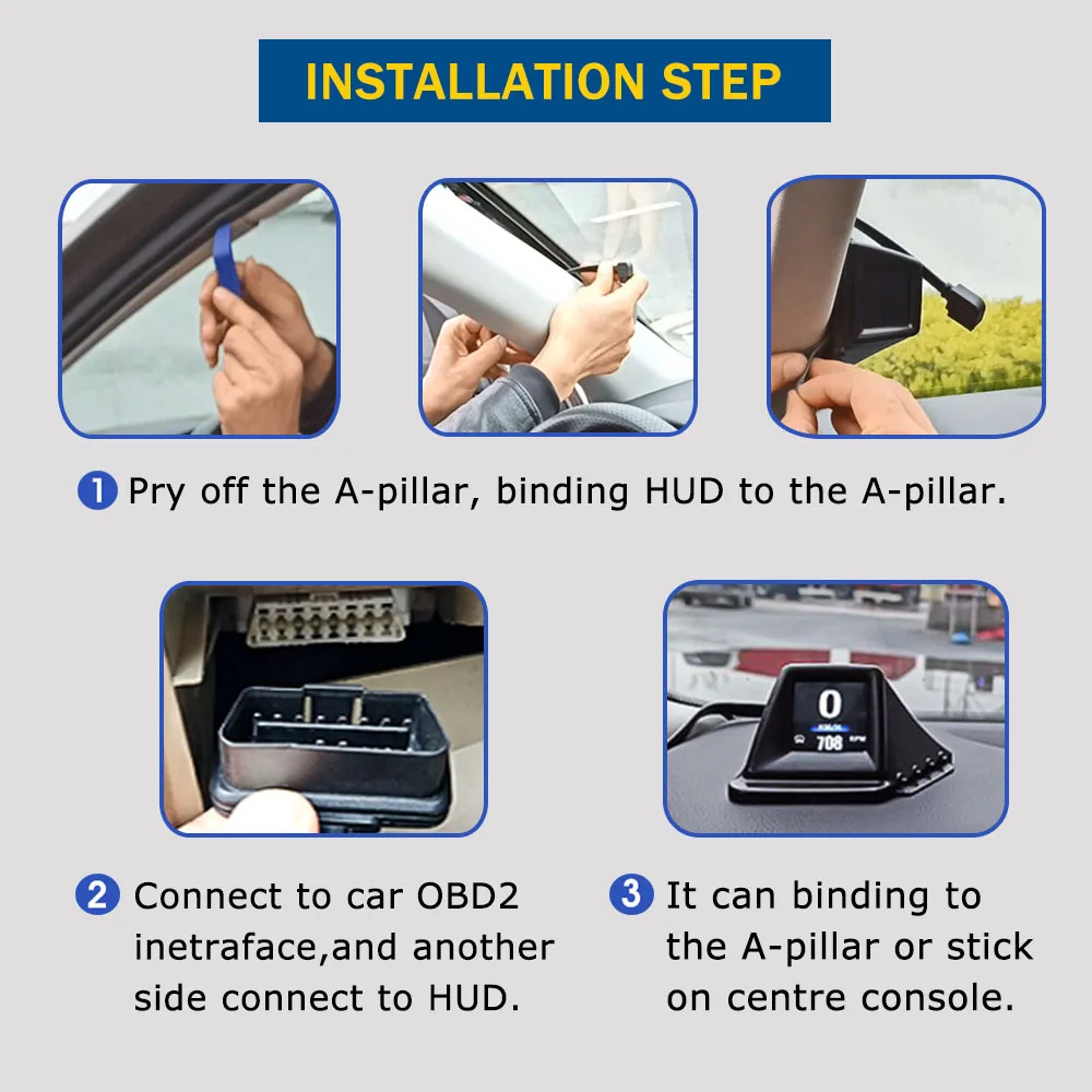 Display Head-up GPS per auto OBD Doppio sistema Tachimetro GPS Hud digitale Allarme di velocità eccessiva LCD Proiettore di velocità per auto