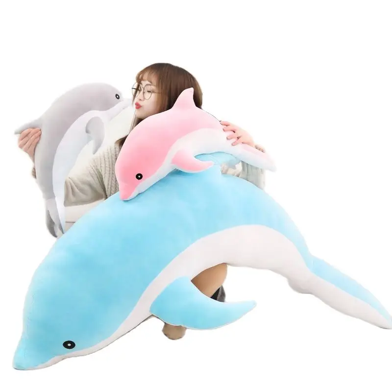 Giant Plush Dolphin Toys Soft Stuffed Dolphin Sea Animals Throw Pillow Valentine's Day confession Gift for Her Girl birthday