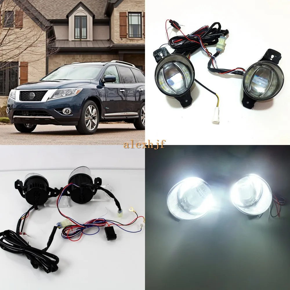 

July King 1600LM 24W 6000K Car LED Q5 Lens Fog Lamp+1000LM 14W Day Running Lights DRL Case for Nissan Pathfinder 2013-2016