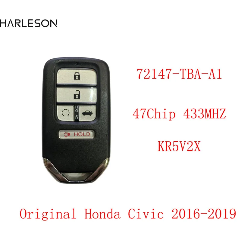 Original  Smart Keyless Proximity Remote 2016-2020 For Honda Civic 72147-TBA-A1 KR5V2X 433Mhz 47Chip 4+1Button