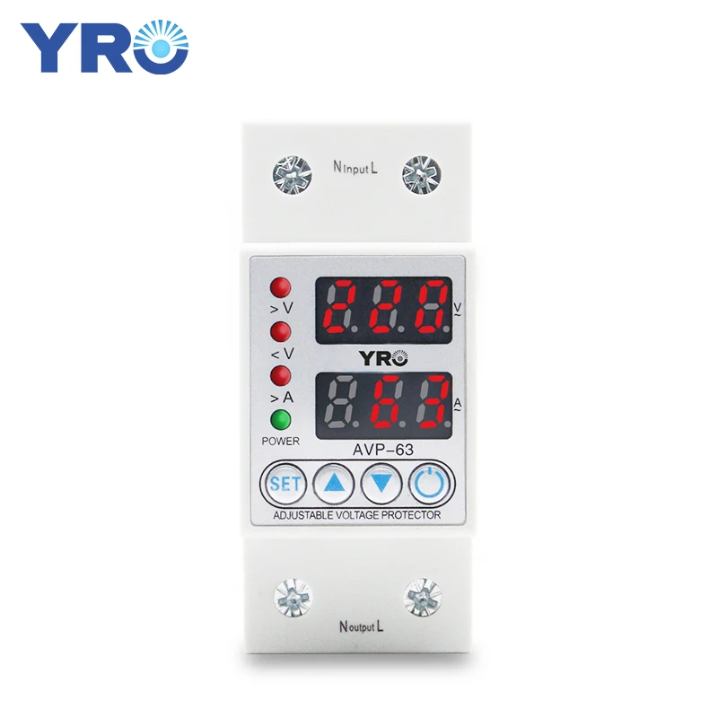 Guida Din doppio Display di corrente di sovratensione regolabile sotto tensione dispositivo di protezione relè di protezione 63A 230V