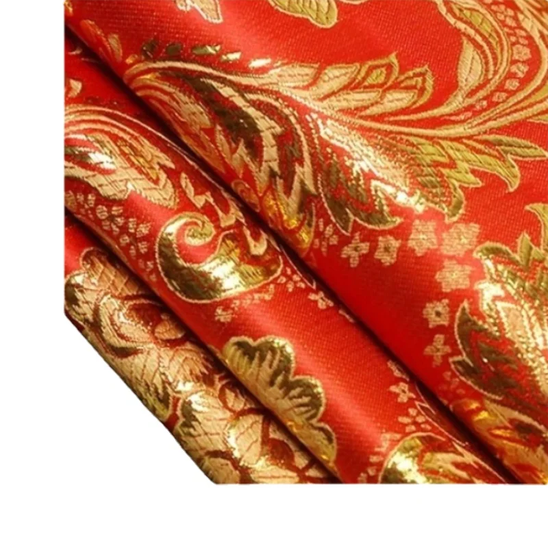 Width 59'' Jacquard damask Costume hanfu kimono festive wedding dress cheongsam gold cloth woven Phoenix flowers brocade fabric