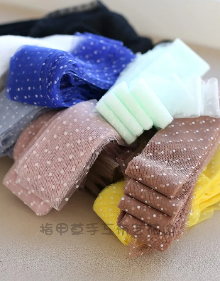 2Meters 6cm width White Black Yellow Purple Polka-dot Mesh Lace Trim DIY Handmade Dot Lace Ddge Bow Hair Accessories