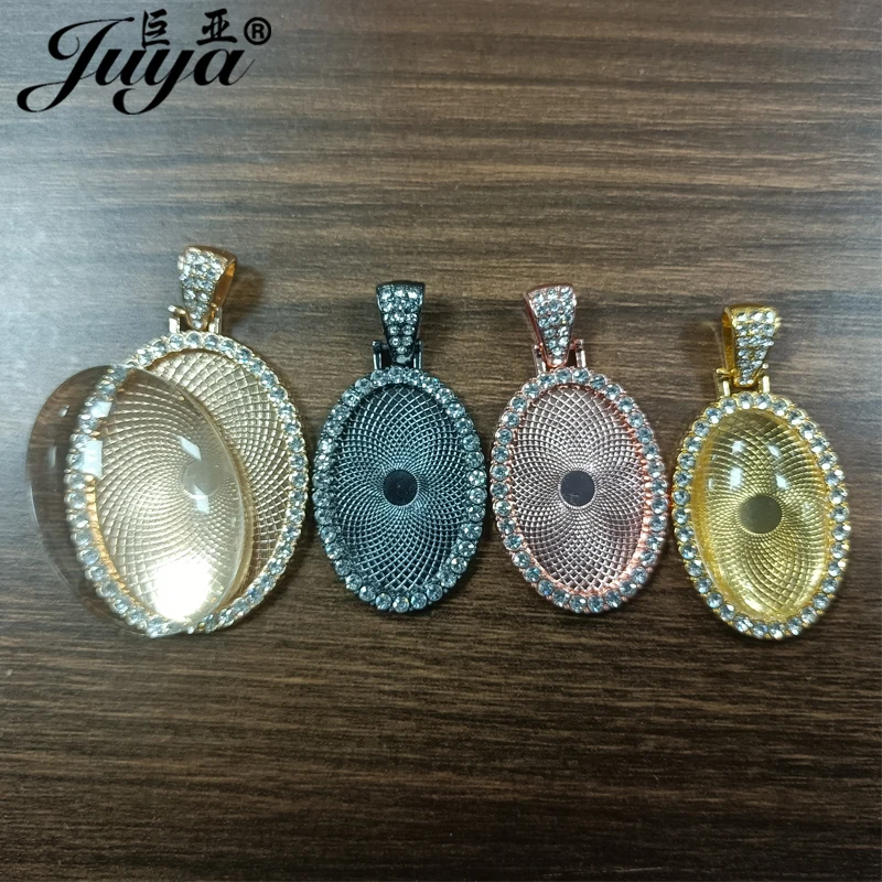 3 قطعة إعدادات قلادة تشيكوسلوفاكيا حجر الراين البيضاوي كابوشون قاعدة صنع المجوهرات 20x30 مللي متر سبائك صينية النتائج Crafts بها بنفسك صور القلائد الحرف