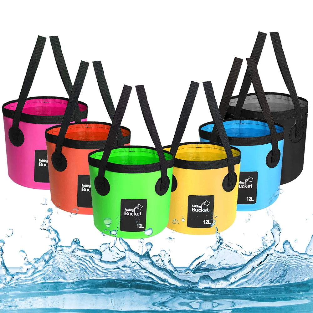 Multifunction Portable Outdoor Travel Foldable Water Bucket 12L Folding Bucket Car Wash Bucket Bowl Sink Washing Bag