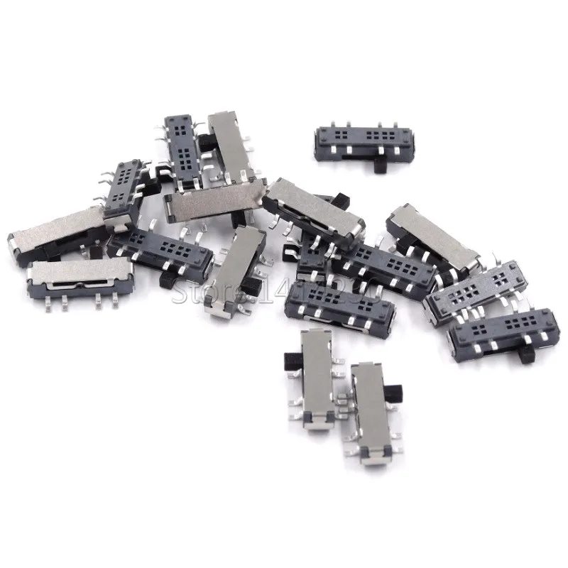 10Pcs MINI Miniature SMD SMT Side Slide Switch 2P3T 8 Pin 3 Position Toggle Switches Handle high 2mm