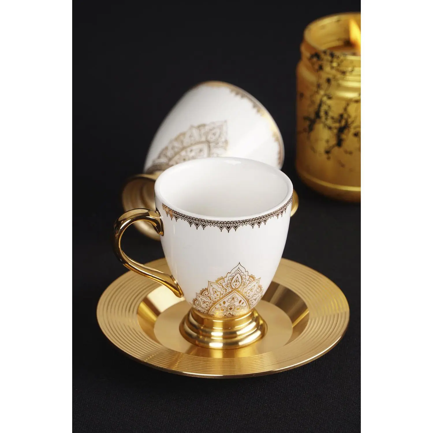 DOLBOVI Acar Violet 6'lı Porcelain coffee cup Pad-Gold Glitter mug кружка coffee cup cup