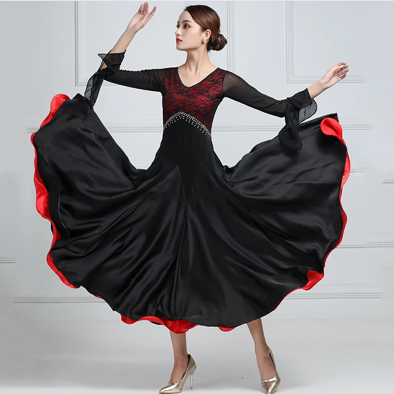 Ballroom Dance Dress Women Competition Modern Tango Costumes  V-neck Standard Waltz Party Performance Clothes Stage Dancewear