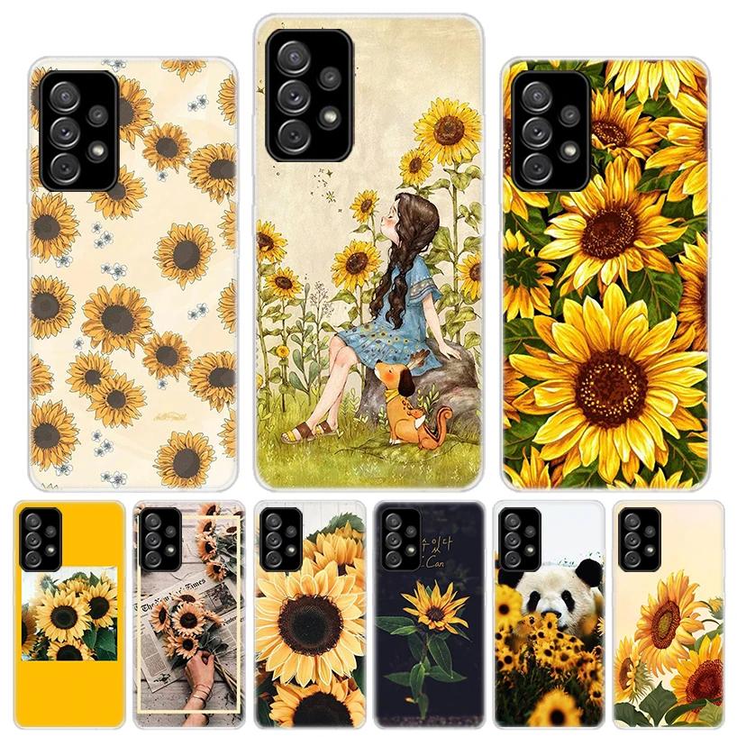 Beauty Yellow Sunflower Print Phone Case For Samsung Galaxy A55 A54 A52 A53 A15 A14 A12 A13 A25 A24 A22 A23 A35 A34 A32 A33 A04S