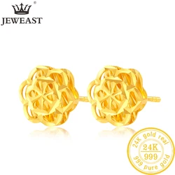 24K Pure Gold Earring Real AU 999 Solid Gold Earrings Nice Good Hollow Tassel Upscale Trendy Fine Jewelry Hot Sell New 2025