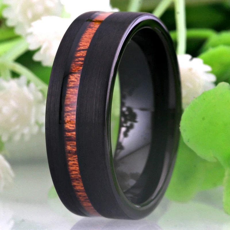 

Wedding Jewelry Rings forWoman Men's Wood Inlay Ring New Tungsten Rings for Men's Bridegroom Wedding Engagement Anniversary Ring