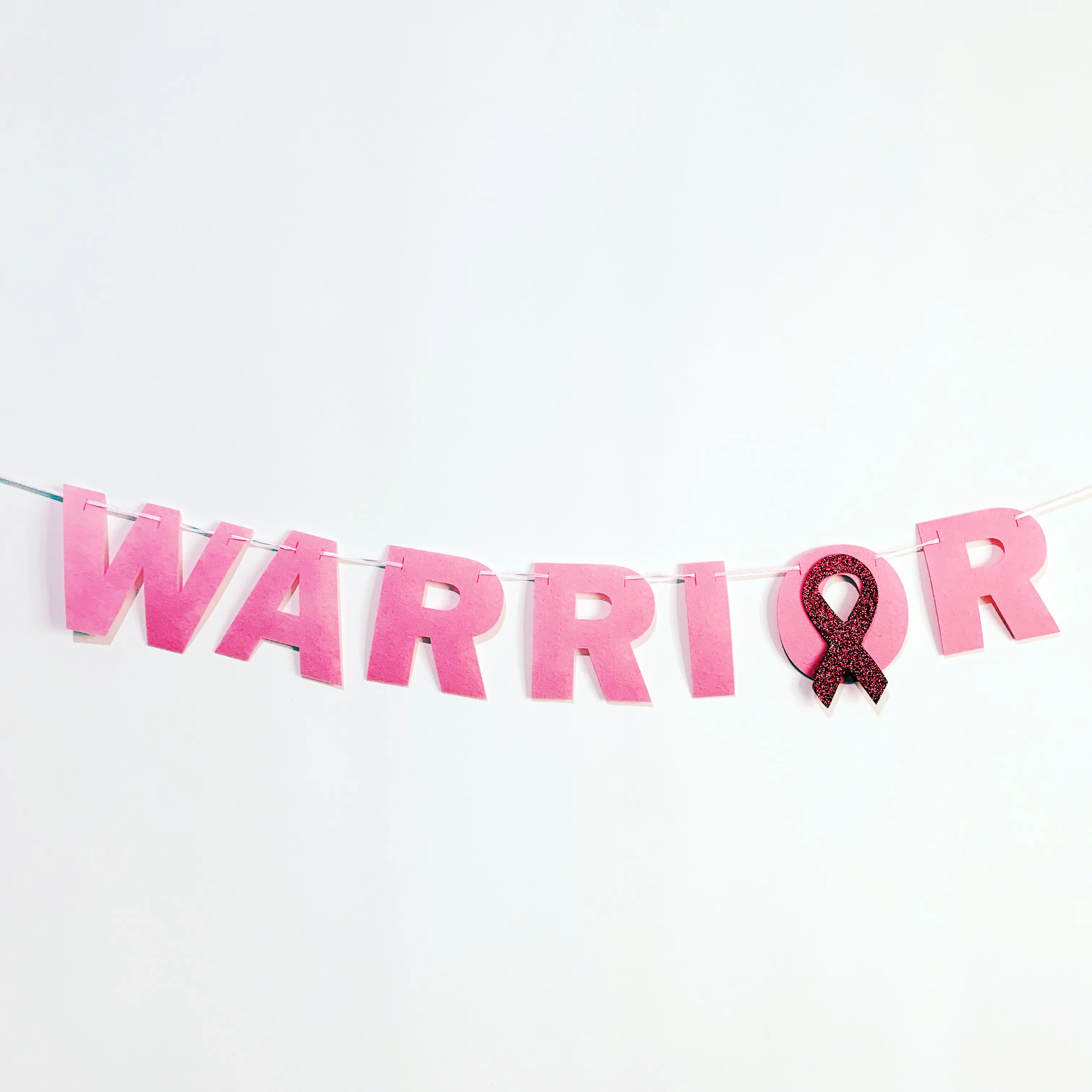 Pink Ribbon Decoration for Home Decor, Fight Against Breast Cancer Warrior Party Banner, Bunting Supplies