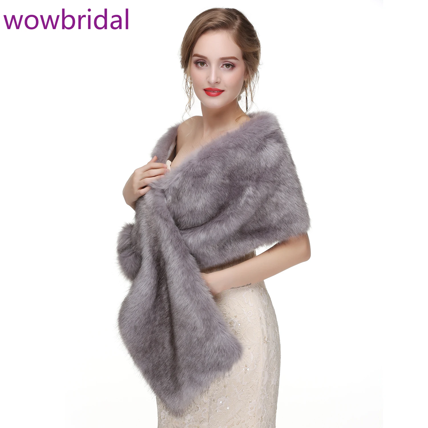 

WOWBRIDAL Warm Faux Fur Winter Bridal Cape Wedding Cloaks Party Wraps Jacket Wrap Boleros De Encaje Boleros De Mujer