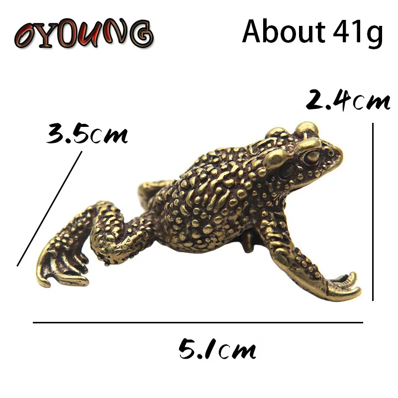 Solid Copper Lucky big Toad Tea Ceremony Small Ornaments Tea Pet Antique Bronze Animal Bufo Figures Miniatures Desk Decoration