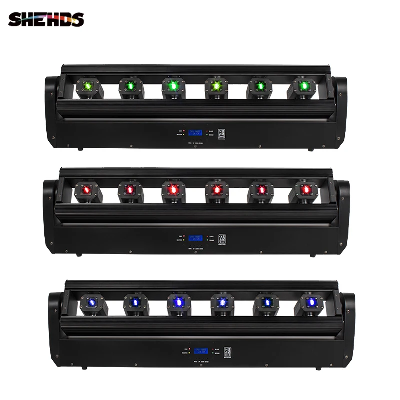 SHEHDS 6x500mw RGB+RGB Beam Moving Head Light Stroboscopic Effect LED Beam Sense with DMX Controler Good for DJ Stage