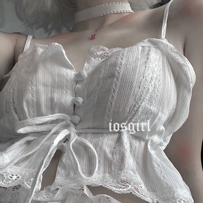 Sexy White Lingerie Set Lolita Ruffle Underwear Panties Bondage Nightwear Caitsuit Costume Transparent Dress Lolita Cosplay