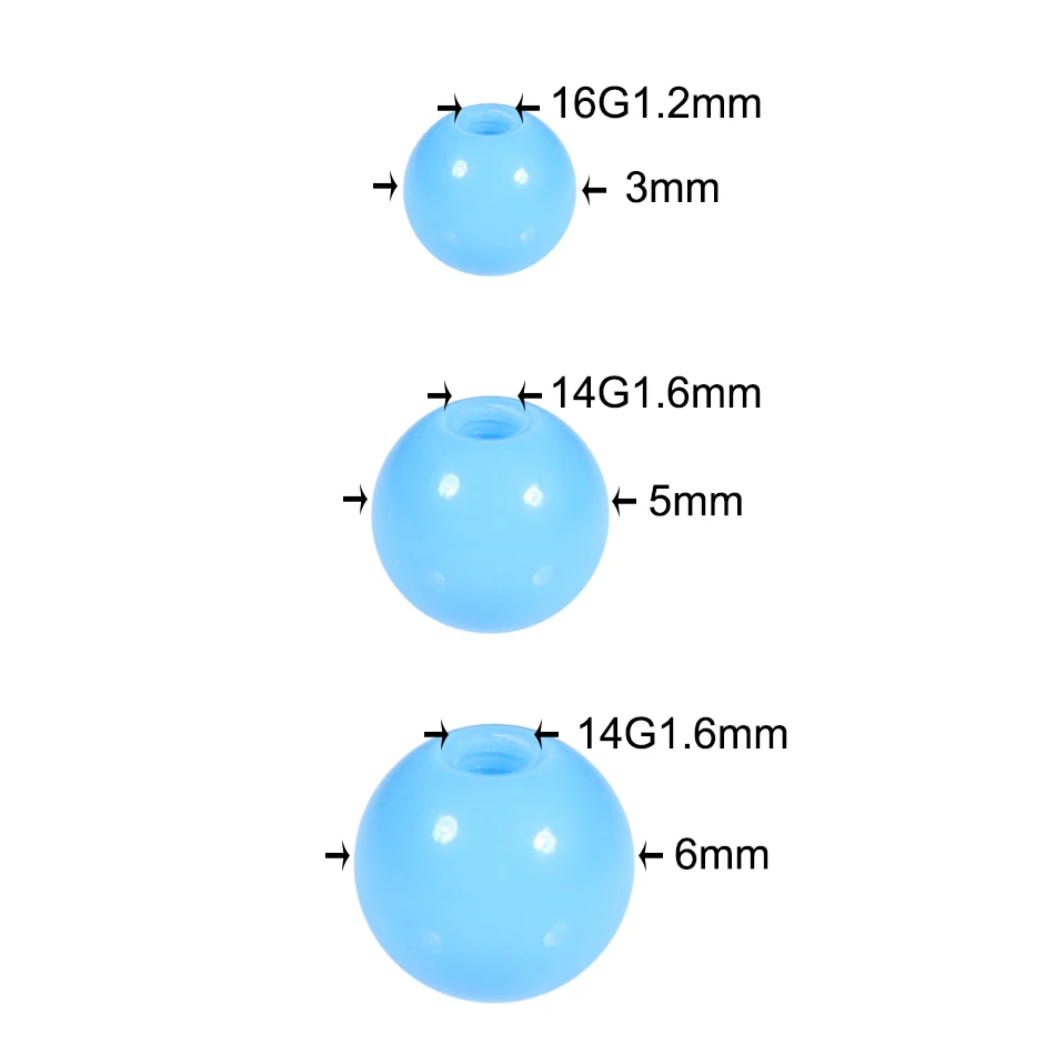 120 unids/set bolas de perforación cuentas de repuesto acrílicas 3mm 5mm 6mm Piercing para lengua barra para pezón ceja Piercing bola joyería del