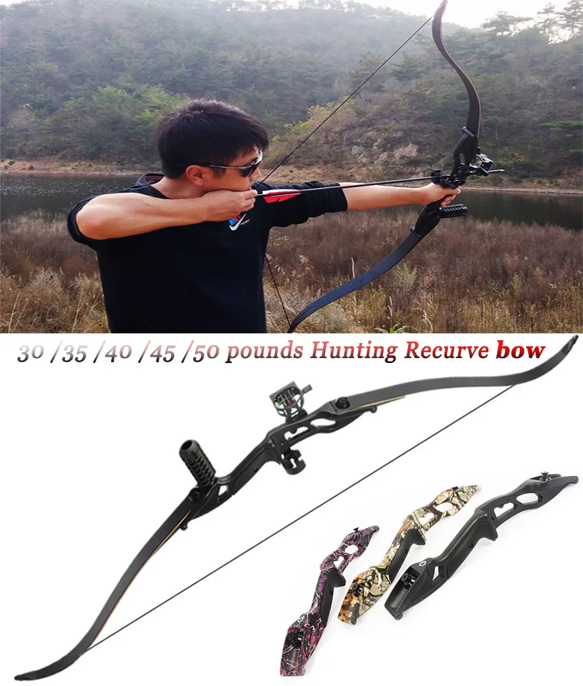 Hunting Archery Bow F179 56 Inches 30 - 50 Lbs Alloy FPS 170-190 Recurve bow Black / Camo / Purple For Crossbow for shooting