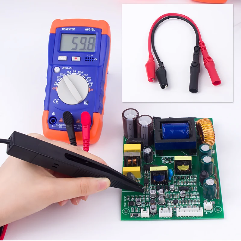 A6013L Meter Capacitance Tester 1999 Count LC With Set Of Probes Feelers 200pF-20mF Capacitor Meter Data HOLD With LCD Backlight