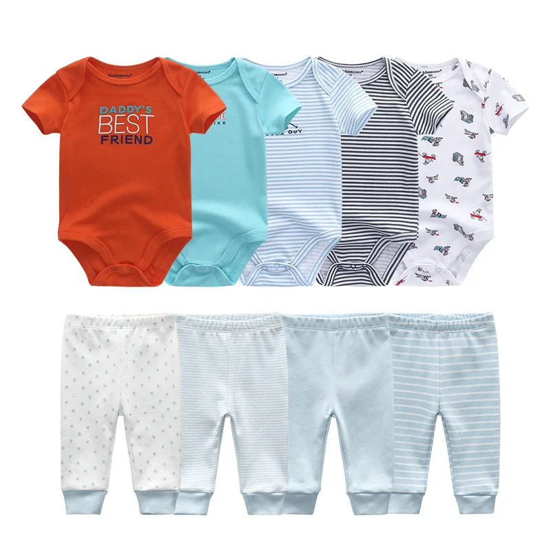 Unisex baby clothes Baby Boy Clothes Clothing Sets 0-12M Baby Boy Girl Clothes Newborn Baby Cotton Rompers+Pants Roupa de bebe