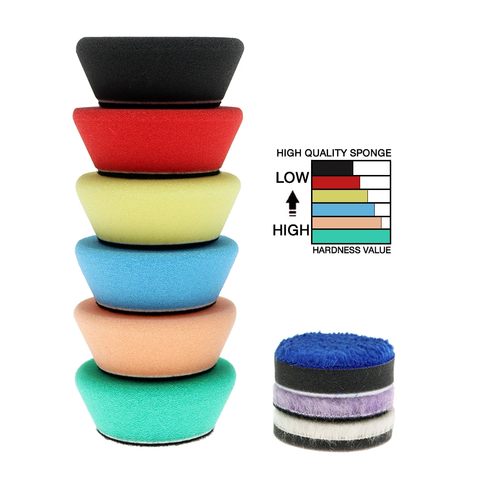 2 inch polishing wheel car coarse, medium and fine grinding pads, RO/DA fine waxing sponge pad (12 pieces sold in batches)