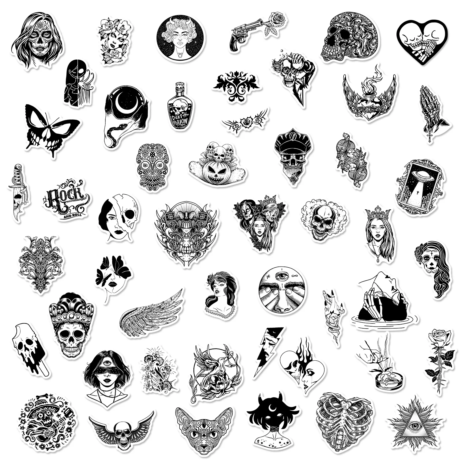 50PCS Gothic Punk Types Rock Band Graffiti Stickers Car Guitar Motorcycle Luggage Suitcase DIY Classic Toy Decal for Kid