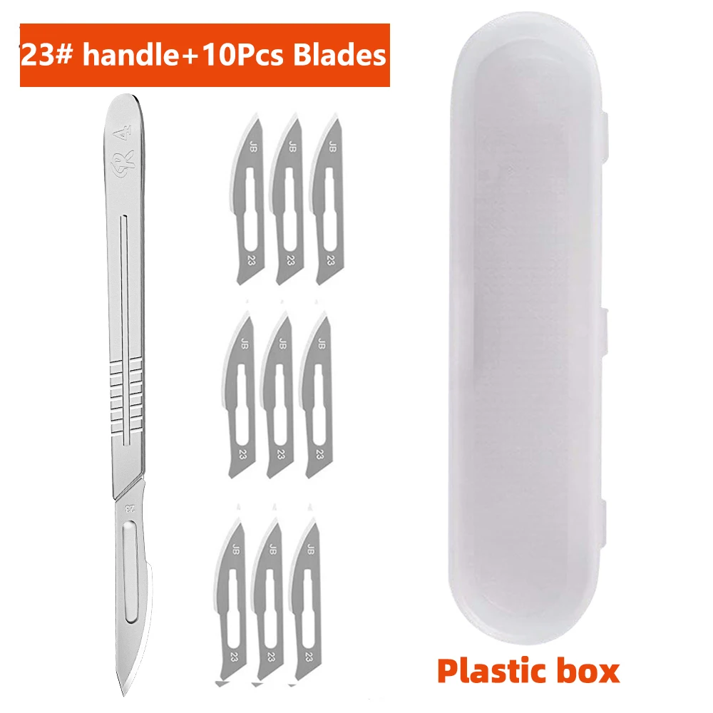 10 Stück Klingen Edelstahl Chirurgisches Skalpell 11 # 23 # Abnehmbare Aufbewahrungsbox mit Metallgriff für Pflanzenpfropfen, Schnitzen, DIY-Reparaturen – Detail 16