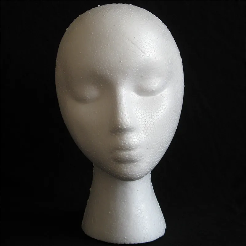 Styrofoam Foam Mannequin Female Head Model Dummy Wig Glasses Hat Display Stand Model with Chest The head is about 53CM * 26CM