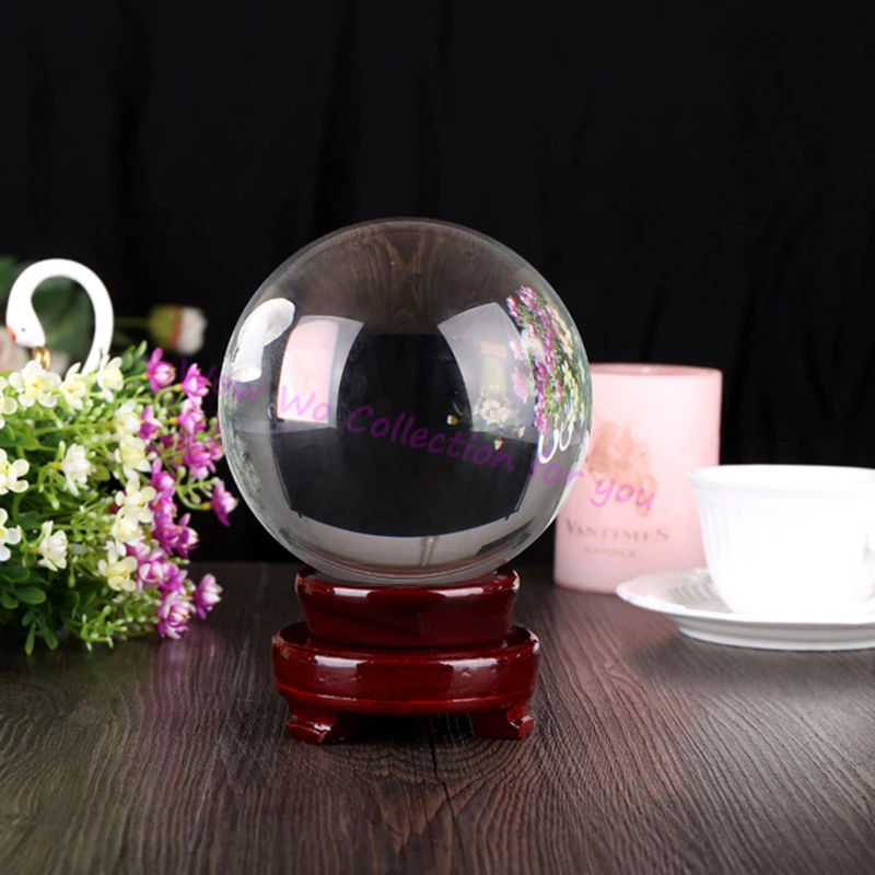 large size 120mm diameter crystal glass healing ball with stand fengshui wealth decoration for store and house