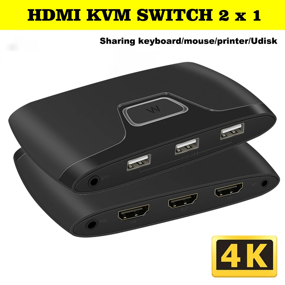 Kvmスイッチ4 hdmi usb 2.0スイッチャー用ラップトップ2個共有マウスキーボードモニタープリンター