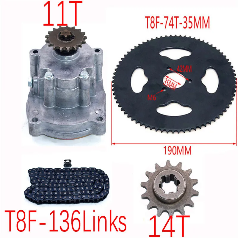 T8F Clutch Drum Gear Box Sprocket with chain for 33cc 43cc 49cc Ty Rod II Go Kart Mini Moto Dirt Bike Scooter Xtreme ATV buggy