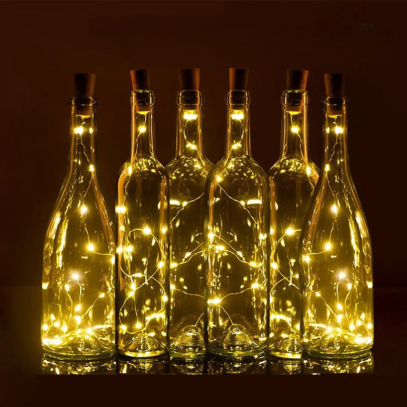 10/15/20LED Wine Bottle Corks String Lights Battery Powered Fairy Lights Christmas Garland Lamp For Home Wedding Room Decoration