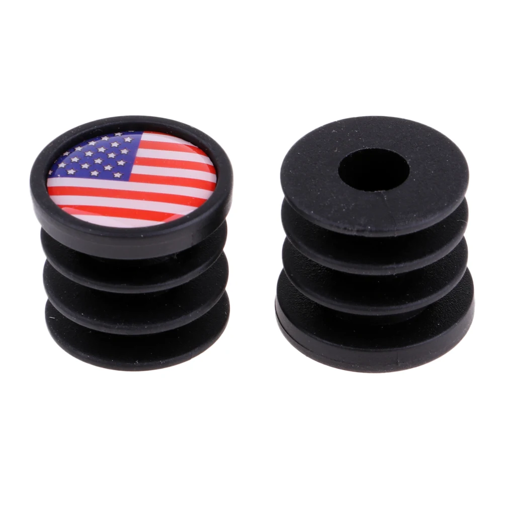 1 Pair Bicycle National Flag Handlebar End Plugs For MTB Mountain Road Bike Bicycle Grips Parts - 22mm Dia