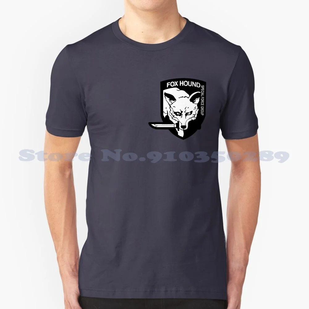 Fox Hound 100% Cotton T-Shirt Militaires Sans Frontieres Fox Hound Foxhound Metal Gear Solid Big Boss Liquid Snake Ocelot Grey